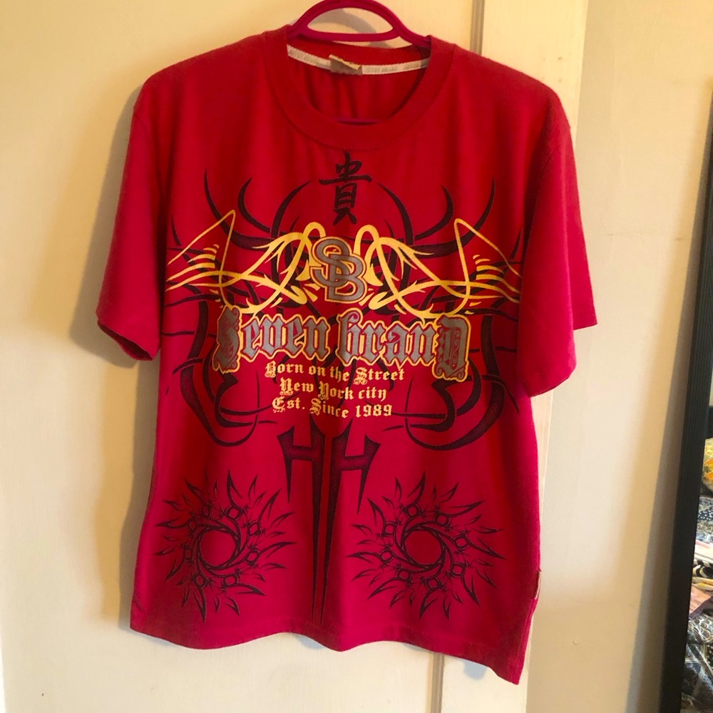 ✨Very Rare!✨ Vintage Y2K Seven Brand Jeans Fuschia Tshirt - LRG